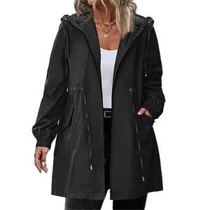 Women's Rain Jacket Plus Size Long Raincoat Lightweight Hooded Jackets